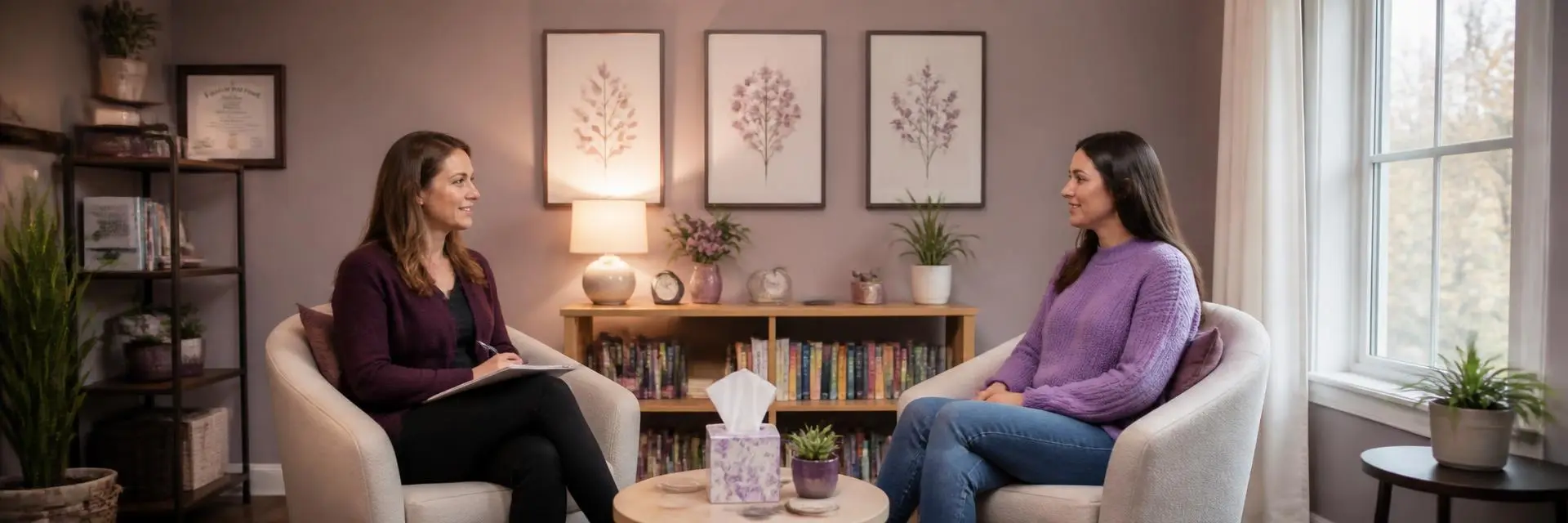 Provider and patient in a calm, supportive conversation